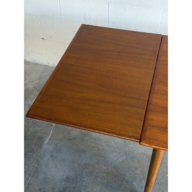 Solid Teak Extendable Dining Table With Leaves Danish Mid-Century Modern 1960s For Sale - Image 4 of 10