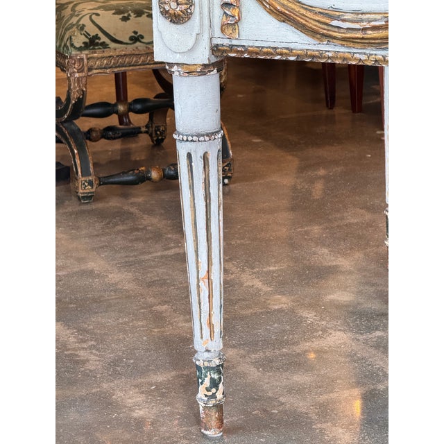 Early 19th Century Italian Painted Parcel Gilt Console With Fluted Legs For Sale - Image 11 of 15