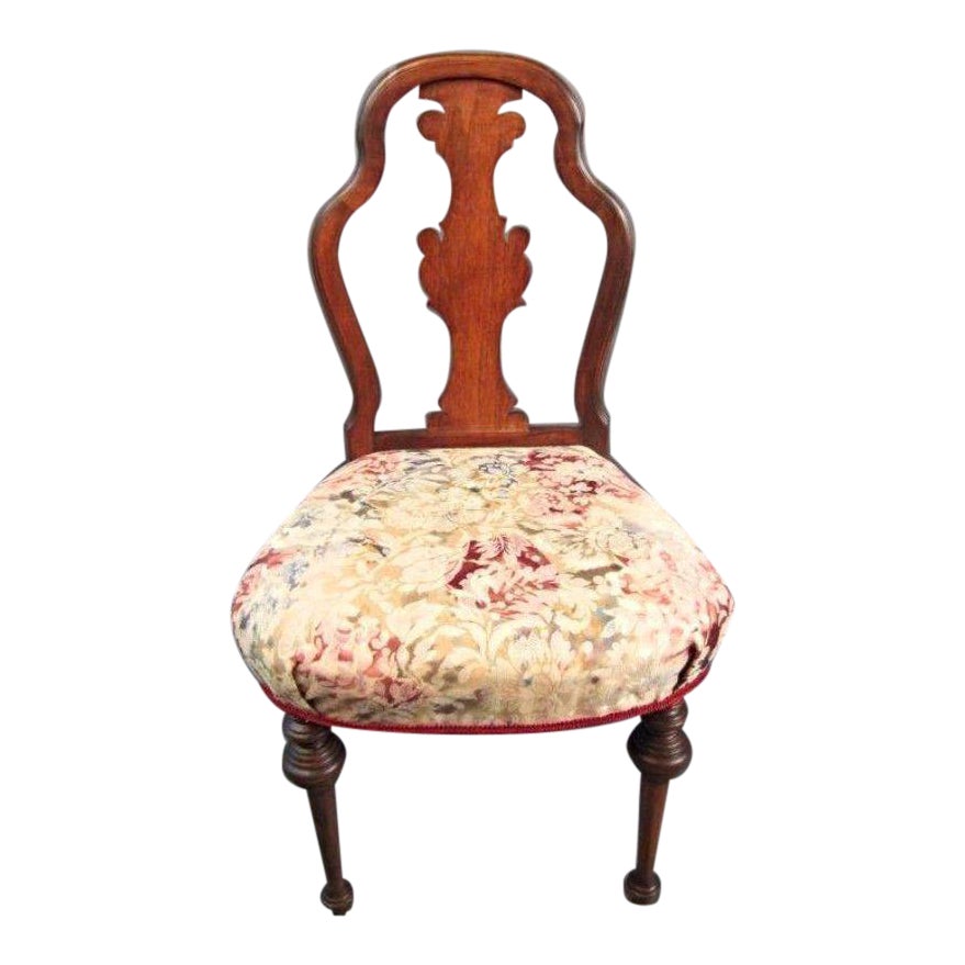 Antique American Victorian Carved Side Occasional Vanity Chair | Chairish