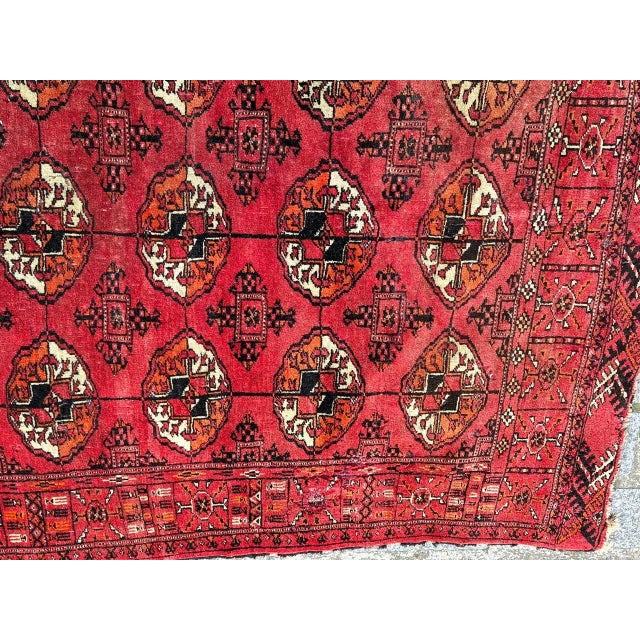 Vintage Distressed Turkmen Bokhara Rug, 1940s For Sale - Image 4 of 18