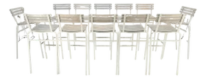 Set of 12 Weathered TEAK & Aluminum Outdoor Bar Stools Made in Italy