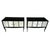 A pair of Hollywood Regency style cabinets featuring sleek black glass cases accented with mirrored door panels for a...