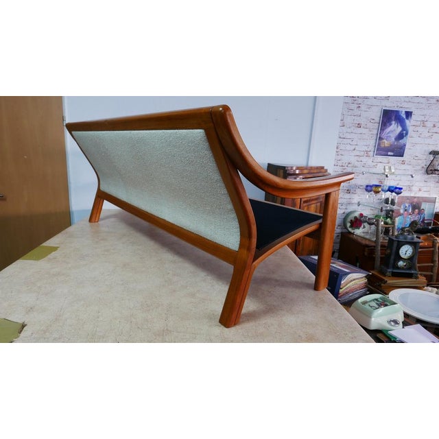 Beige Large Danish Three-Seater Sofa in Teak and Wool from Poul Jeppesens Møbelfabrik, 1970s For Sale - Image 8 of 15