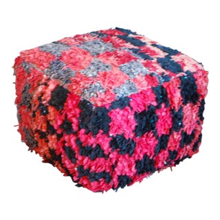 Boucherouite Rug Custom Pouf For Sale