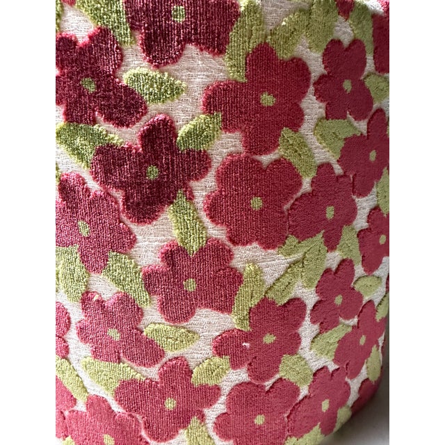 Contemporary Floral Drum Maroon & Green Lampshade in Regal Fabric For Sale - Image 4 of 4