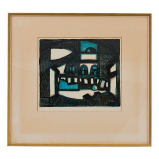Max Gregor Carlsson, Edition 45/250 Modernist Architectural Composition, 1960s, Lithograph For Sale