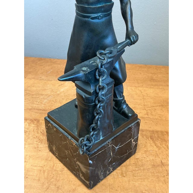 Vintage Bronze Blacksmith Sculpture For Sale - Image 12 of 14