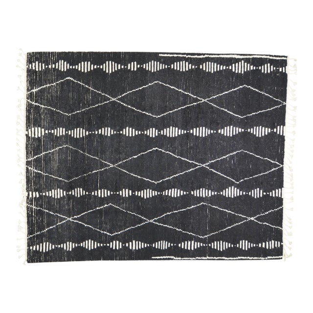 Moroccan Aleph Hand Knotted Wool Rug, 9'10"x13'9" For Sale