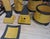 Ceramic Art Deco Desk Set in Yellow and Black Crackled Ceramic, 1930s, Set of 7 For Sale - Image 7 of 9