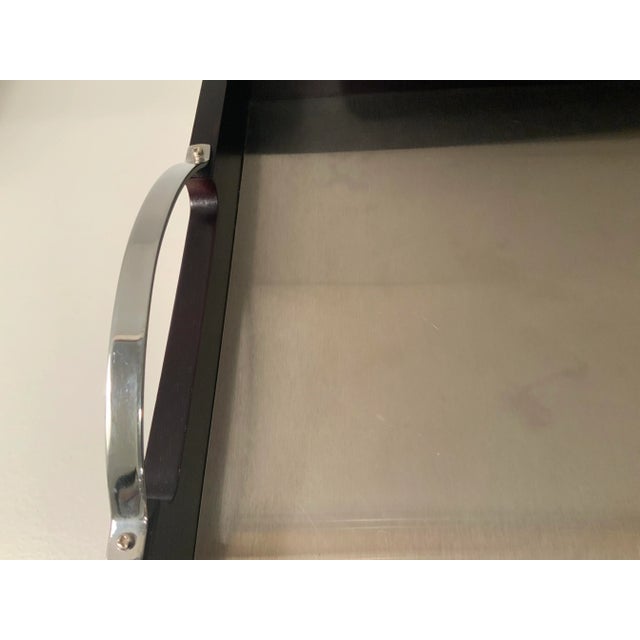 Mid-Century Modern 1990s Black Tray With Polished Chrome Handles and Brush Nickel Insert For Sale - Image 3 of 11