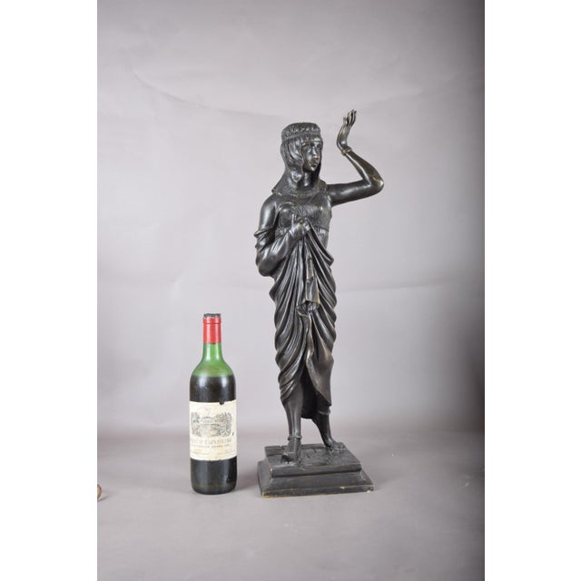 Egyptian Revival Female Figure in Patinated Metal, 1920s For Sale - Image 4 of 15