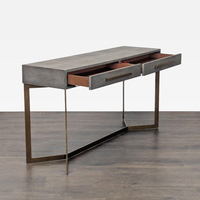 Modern Crate & Barrel Faux Shagreen Console Table For Sale - Image 3 of 10