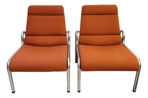 Metal and Wool Lounge Chairs by Martin Stoll, 1980s, Set of 2