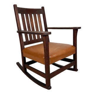 Antique Arts & Crafts Quartersawn Oak Rocking Chair For Sale