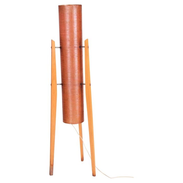Wood Mid-Century Modern Floor Lamp in Beech by Novoplast Sered, Czech, 1960s For Sale - Image 7 of 7