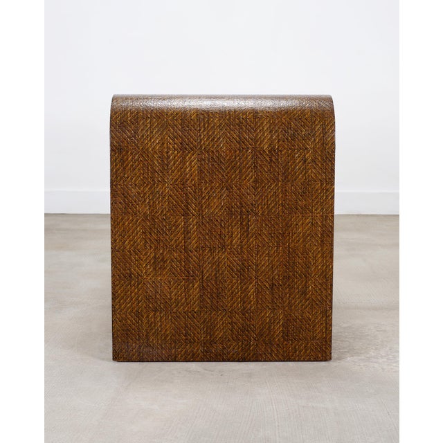 Karl Springer-Style Organic Modern Grasscloth Waterfall Desk For Sale - Image 13 of 18