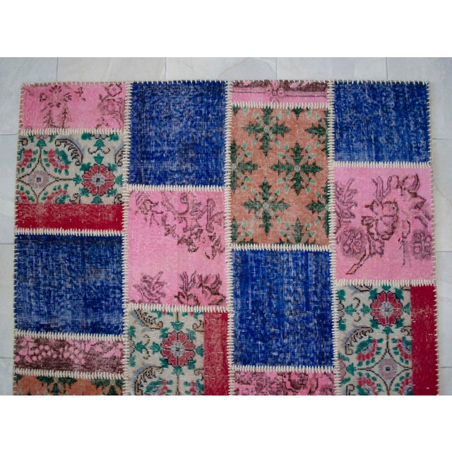Vibrant Pink & Red Turkish Rug Hand Knotted Handstitched Art - 5'7"x7'10" For Sale - Image 9 of 17