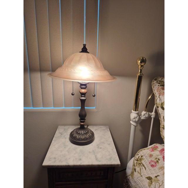 Traditional Matching Pair of Traditional-Style Banker/Accent Table Lamps For Sale - Image 3 of 7