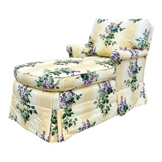 Custom Botanical Floral Chintz Chaise Lounge For Sale