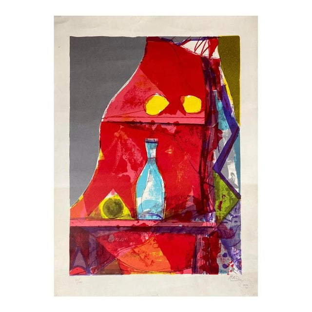 Yellow Miguel Ibarz, Lemons on the Table, 1980s, Lithograph For Sale - Image 8 of 8