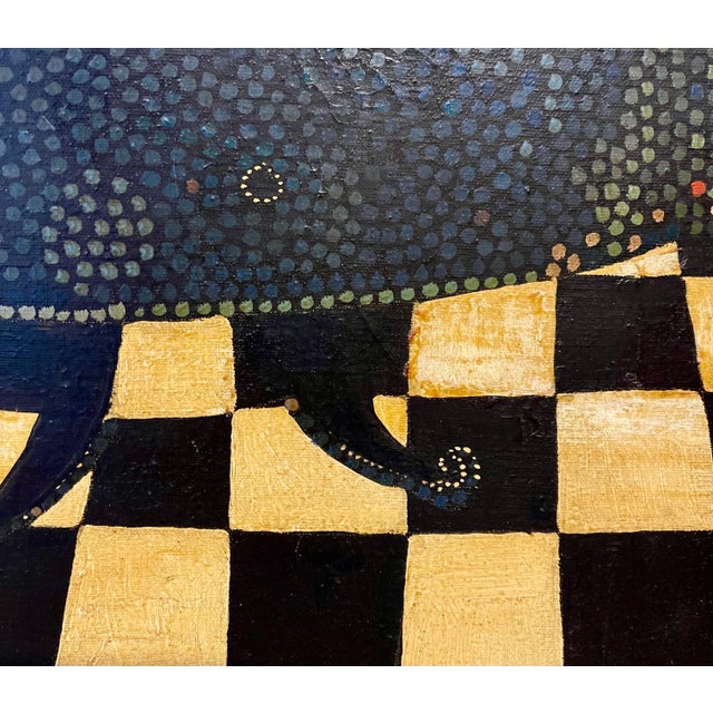 Textile Alabama Surreal Folk Art Oil Painting African American Woman, Flower Headdress, 1960 For Sale - Image 7 of 10