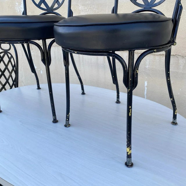 Metal Vintage Mid Century Modern Black Iron Kitchen Dining Set 4 Chairs Table 5 Pc Set For Sale - Image 7 of 12