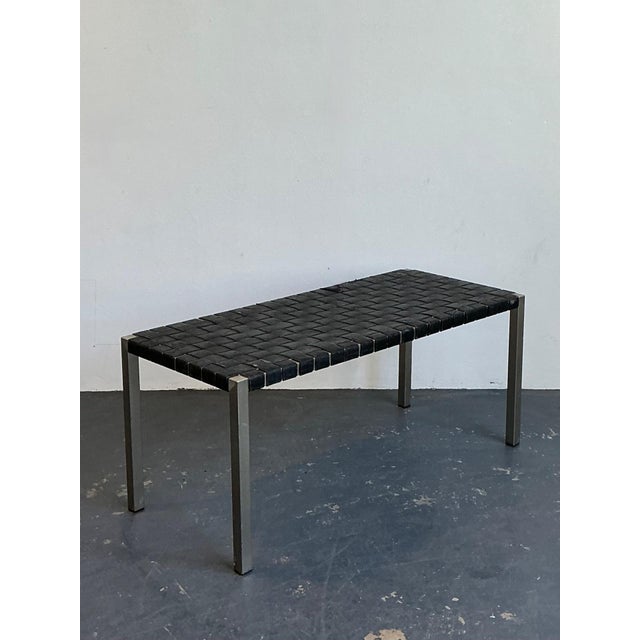 Vintage Ralph Lauren Woven Leather Bench For Sale - Image 15 of 15