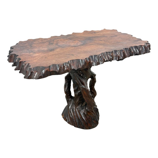 Brutalist Sculptural Camphor Wood Organic Side Table, 1950s For Sale
