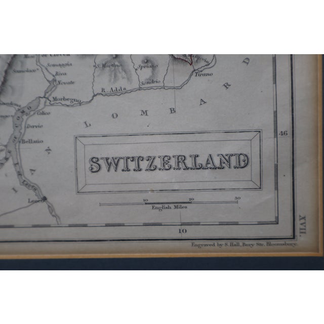 An authentic 1854 steel-engraved map of Switzerland, published in Edinburgh by the distinguished Scottish firm Adam &...