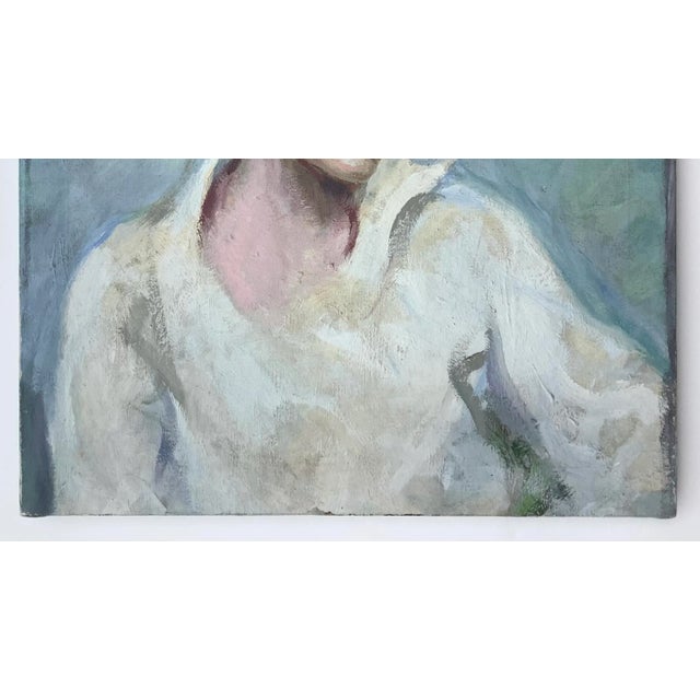 Mid Century Oil on Canvas Portrait of Young Man For Sale - Image 4 of 5