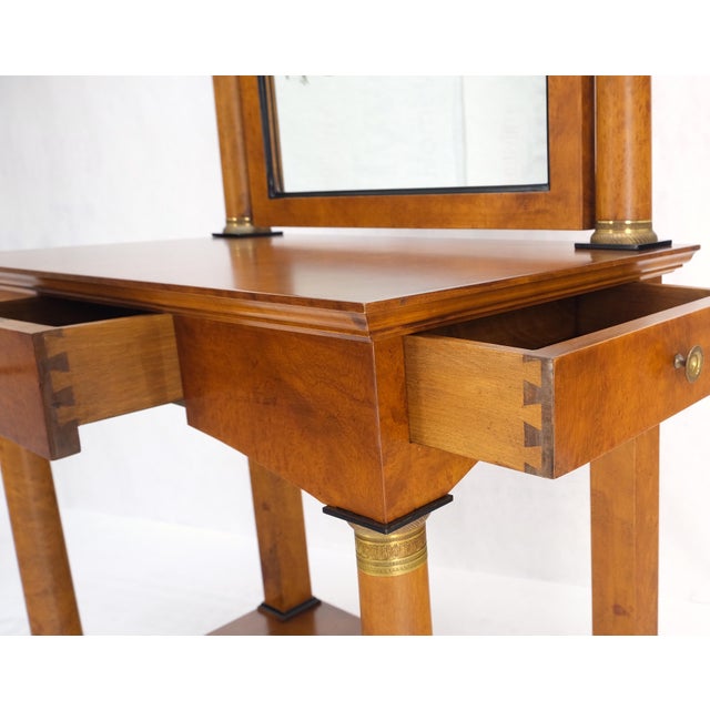 Burl Wood Biedermeier Dressing Table Mirror Matching Chair Cane Seat Mint! For Sale - Image 11 of 18