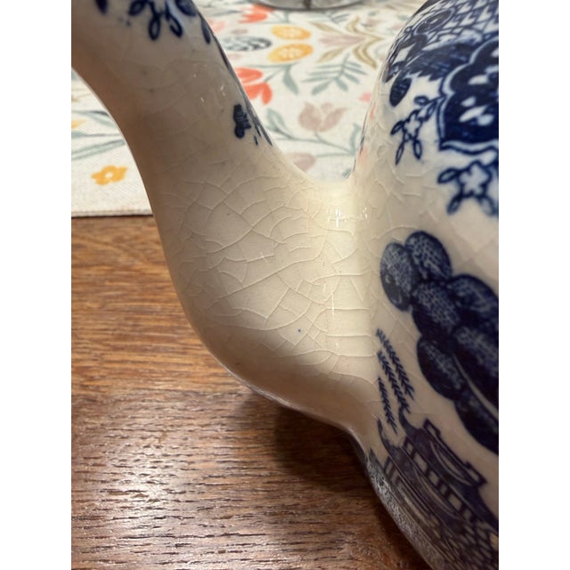 Vintage Japanese Blue Willow Blue & White Transferware Teapot With Lid For Sale In Dallas - Image 6 of 11