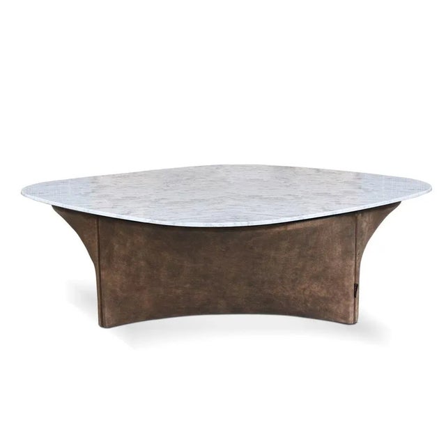 Modern Lauren Coffee Table in Leather and Marble by Collector Studio For Sale - Image 4 of 4