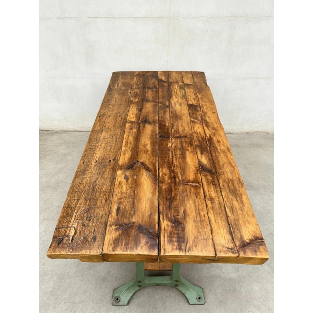 Green Large Vintage Industrial Table, 1890s For Sale - Image 8 of 11
