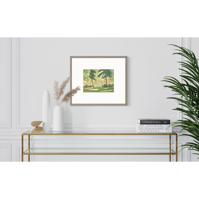 Paint "Forest Trees, Greenish" 1970's Watercolor Painting For Sale - Image 7 of 8