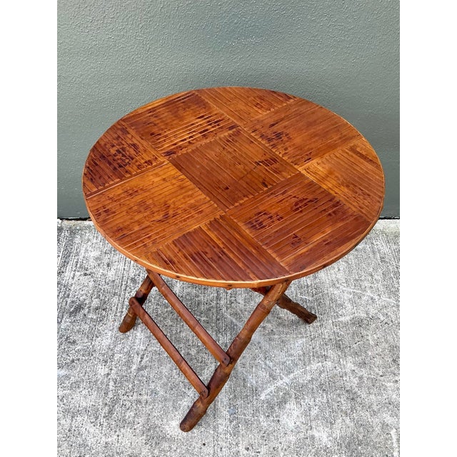 Brown Vintage Split Bamboo Folding Table For Sale - Image 8 of 12