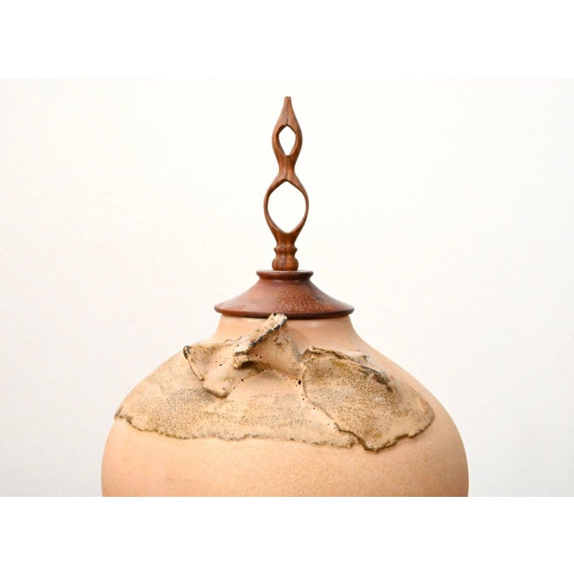 Contemporary Vintage Organic Modern Studio Pottery Lidded Vessel For Sale - Image 3 of 6