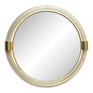 Venetian Round Wall Mirror With Torgiglione-Torchon Murano Glass – Barovier-Inspired Luxury Décor