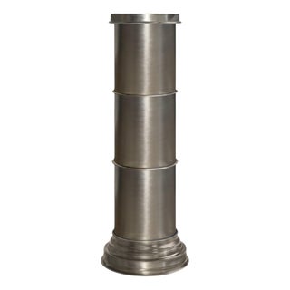 Rl 10 Cylindrical Pedestal in Brushed Aluminum by Caspal For Sale