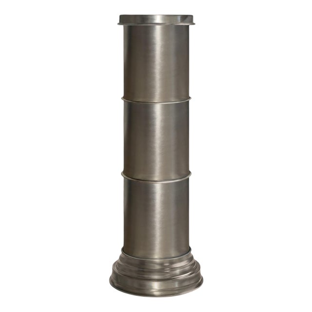 Rl 10 Cylindrical Pedestal in Brushed Aluminum by Caspal For Sale
