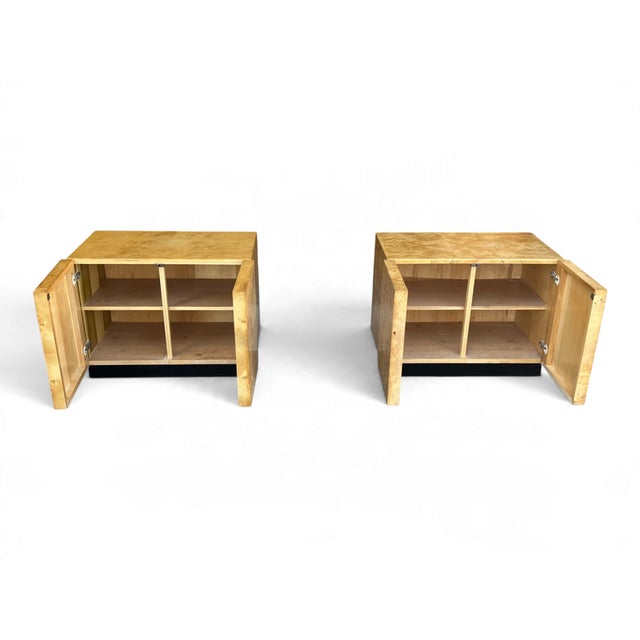 Tan Circa 1970s Burl Wood Nightstands After Milo Baughman – A Pair For Sale - Image 8 of 12