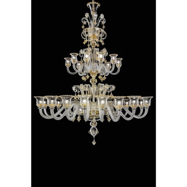 Imperial venetian Murano glass chandelier , full of hand-made details of blowing glass . Full of gold-leaf With Flowers...