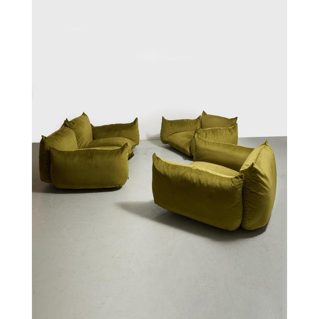 Iconic seating group by Mario Marenco for Arflex. 1st edition. Perfect condition. 2 seats sofa and a pair of matching easy...