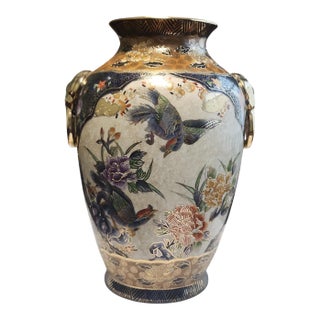 Mid 20th Century Chinese Satsuma Large Twin Handled Vase For Sale
