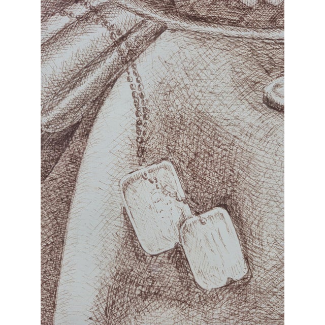 Vintage 1980 Signed R. Krause Metal Framed Pen & Ink Navy Naval Military Art Drawing For Sale In Milwaukee - Image 6 of 11