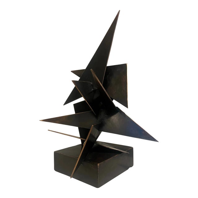 1980s, Marcello Mancuso (1965-), Postmodern, Bronze Abstract Geometric Sculpture, Signed, Dated For Sale