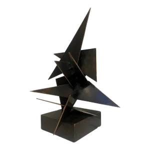 1980s, Marcello Mancuso (1965-), Postmodern, Bronze Abstract Geometric Sculpture, Signed, Dated