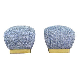 Mid Century Brass "Poufs" Ottoman by Marge Carson For Sale