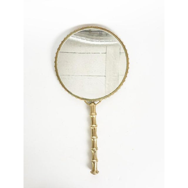 Hollywood Regency Brass Double-Sided Hand Mirror, France, 1960s For Sale - Image 3 of 8