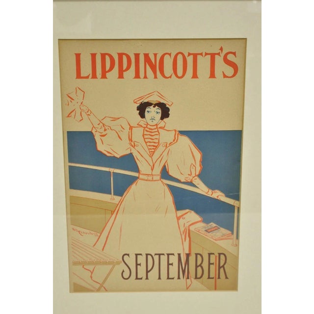 Art Deco Art Deco Will Carqueville Lippincott's "September" Framed Lithograph Print For Sale - Image 3 of 12